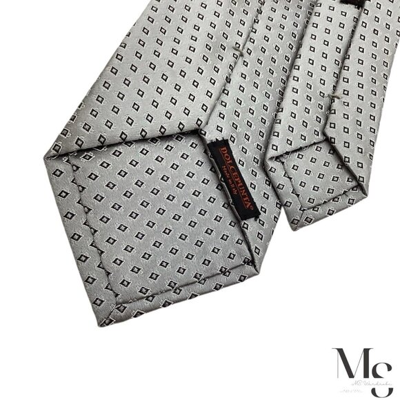 DOLCEPUNTA Gray Geometric Luxury Silk Tie Made In Italy W: 3.5" EX COND - Picture 5 of 6